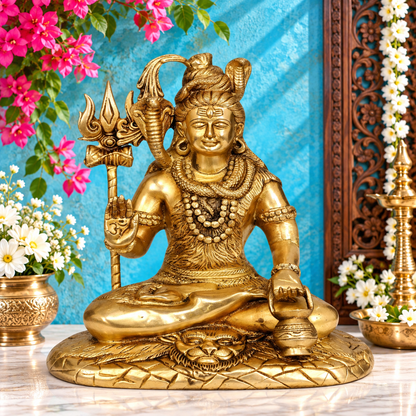 ब्रासौर™ कलात्मक पीतल की शिव प्रतिमा – ऊँचाई 10 इंच व वज़न 4 किग्रा | पवित्र गृह सज्जा
