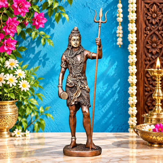 ब्रासुरा® ट्रेडिशनल ब्रास लॉर्ड शिव मूर्ति – ऊँचाई 26.5 इंच | पवित्र गृह सज्जा