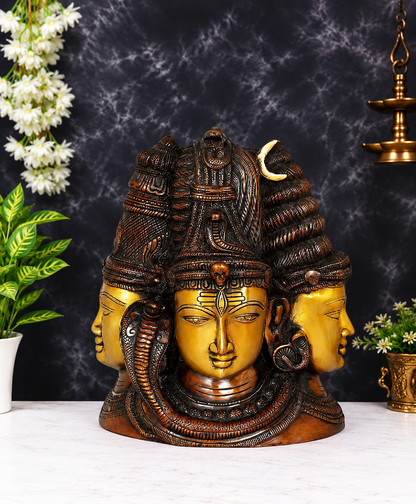 Brassaura™ ब्रास शिव हेड स्कल्पचर | ऊंचाई 11 इंच और वज़न 9.70 कि.ग्रा.