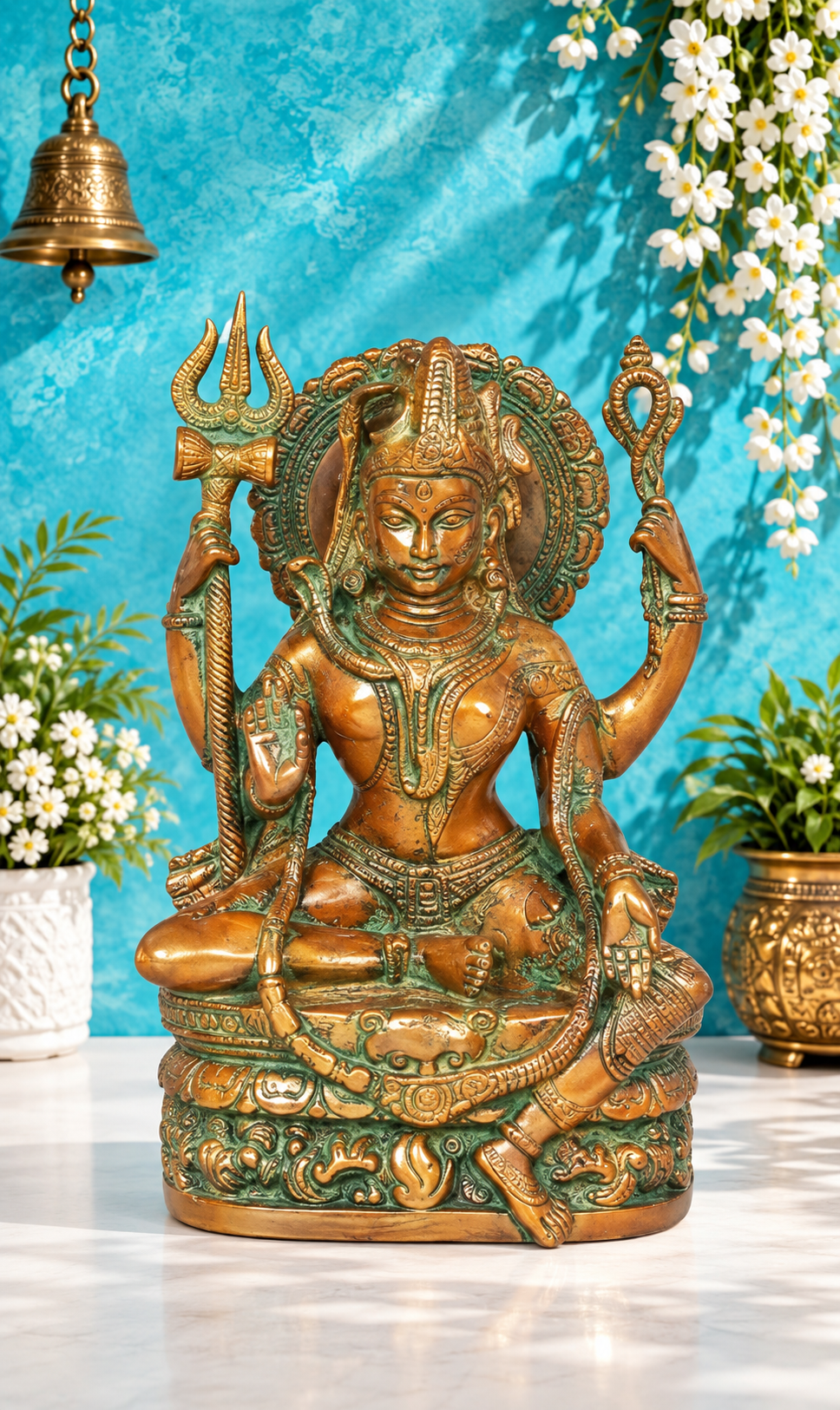 ब्रासौर™ पीतल की शिव प्रतिमा | ऊंचाई 10 इंच और वज़न 4 किलोग्राम