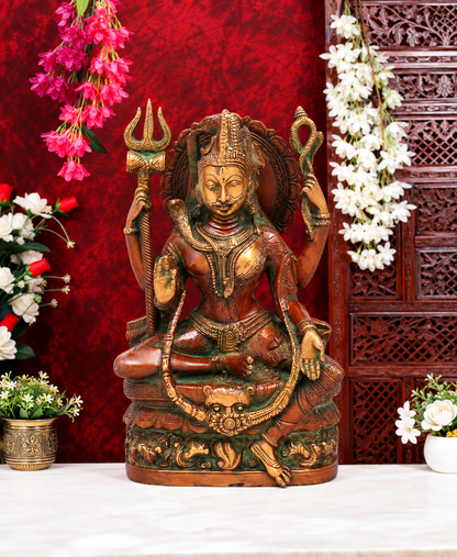 Brassaura® Handcrafted Brass Lord Shiva Statue with Fine Traditional Detailing | Pure Superfine Brass Handcrafted Murti | Brass Statue for Home Temple, Pooja Room | Height 10 Inches | Weight 4 Kgs