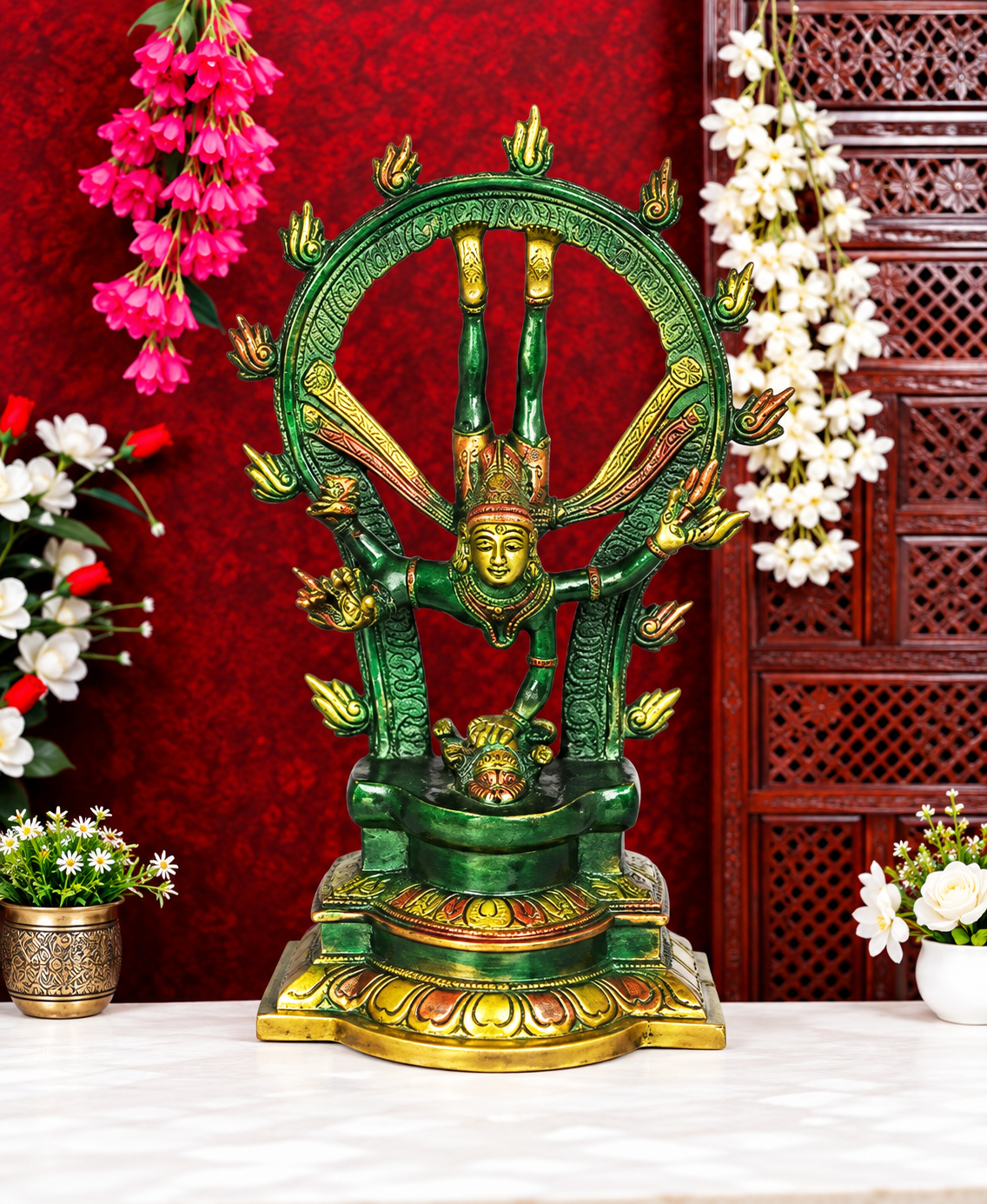 Brassaura™ ब्रास शिव का गंगावतरण (नटराज) मूर्तिकला | ऊंचाई 12 इंच और वज़न 2.70 किग्रा