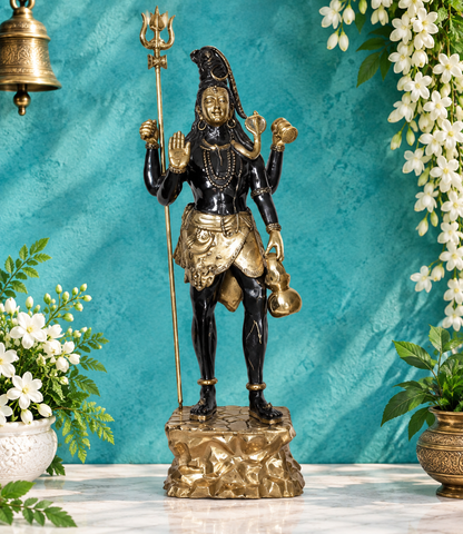 Brassaura® ब्रास बड़ी खड़ी शिव प्रतिमा | ऊंचाई 91 इंच और वज़न 185 किग्रा