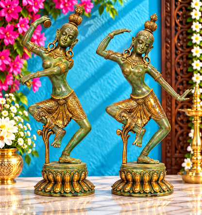Brassaura® Shiva Parvati Idol Set | Pure Superfine Brass Handcrafted Murti | Statue for Home Temple, Pooja Room | Height 17 Inches | Weight 7.4 Kgs
