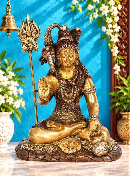 Brassaura™ पीतल शिव प्रतिमा | ऊँचाई 11 इंच और वज़न 4 किलोग्राम