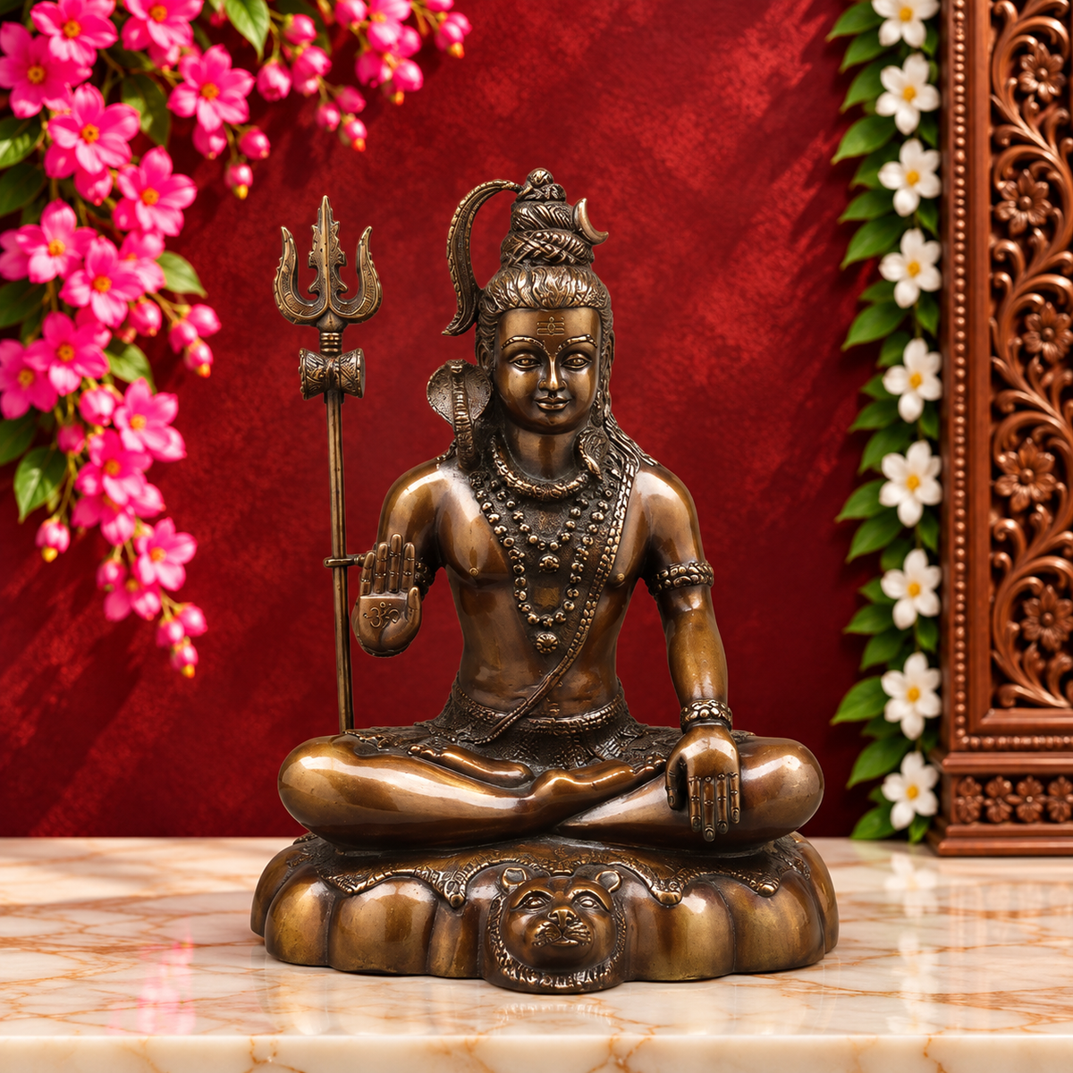 ब्रेसोरा™ शुद्ध पीतल भगवान शिव मूर्ति – 17.5 इंच ऊंचाई, 12.860 किग्रा वजन – हस्तनिर्मित राजसी प्रतिमा