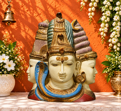 ब्रसौरा® ब्रास शिव हेड स्टैच्यू | ऊंचाई 11.5 इंच और वज़न 9.51 किलोग्राम