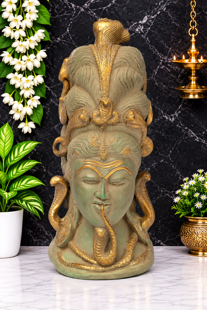 ब्रासौर® ब्रास शिव हेड स्टैच्यू | ऊंचाई 10 इंच और वज़न 4.20 किलोग्राम