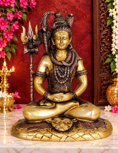 ब्रासुरो® ब्रास शिव प्रतिमा | ऊंचाई 10.4 इंच और वजन 3.70 किलोग्राम