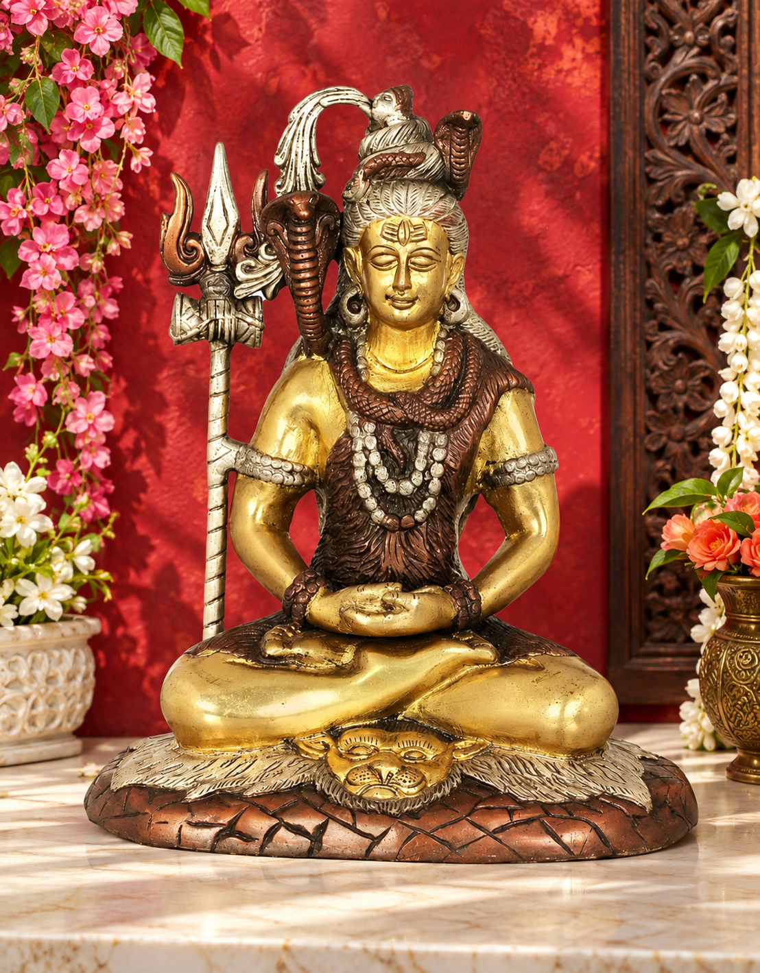 ब्रसौरा® ब्रास शिव प्रतिमा | ऊंचाई 10.4 इंच और वज़न 3.70 किग्रा