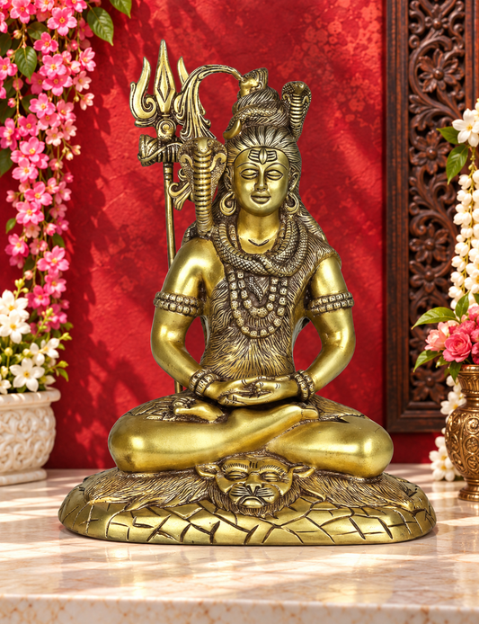 ब्रसौड़ा® पीतल शिव प्रतिमा | ऊंचाई 10.4 इंच और वज़न 3.70 किग्रा
