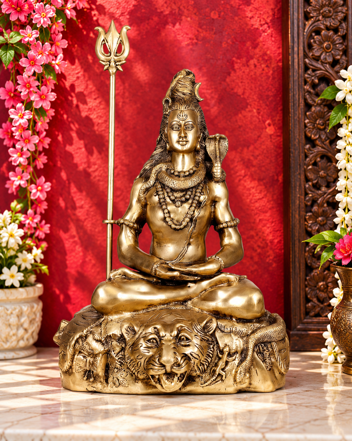 Brassaura® ब्रास शिव प्रतिमा | ऊंचाई 30.5 इंच और वजन 39.40 किलोग्राम