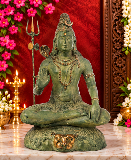 ब्रासाउरा® ब्रास शिव प्रतिमा | ऊंचाई 22.6 इंच और वजन 14.60 किलोग्राम