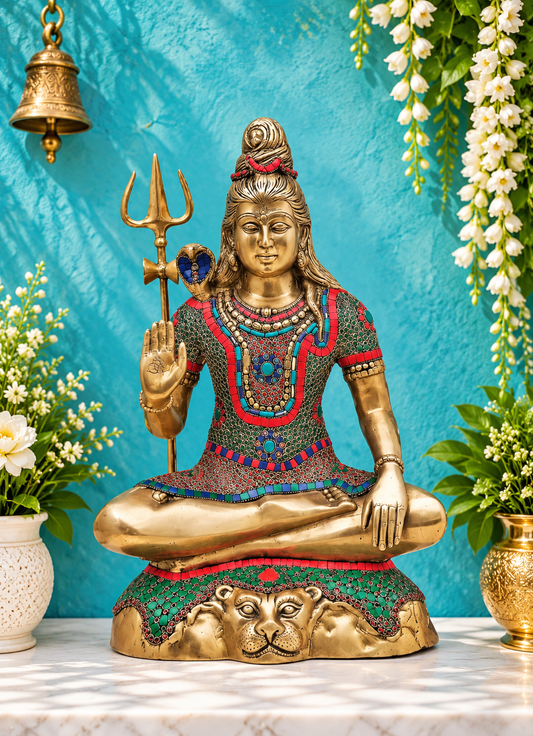 ब्रैसौरा® पीतल शिव प्रतिमा | ऊंचाई 21.1 इंच और वजन 16.63 किलोग्राम