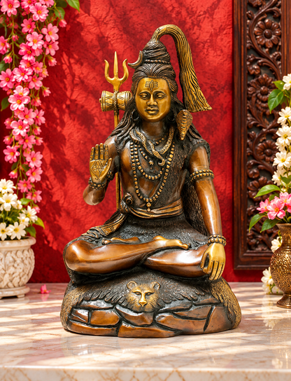 Brassaura® ब्रास शिव प्रतिमा | ऊंचाई 13 इंच और वज़न 6.57 किग्रा