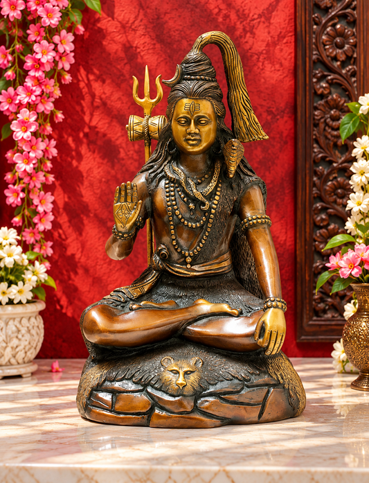 Brassaura® ब्रास शिव प्रतिमा | ऊंचाई 13 इंच और वज़न 6.57 किग्रा