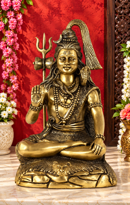Brassaura® ब्रास शिव प्रतिमा | ऊंचाई 13 इंच और वज़न 6.57 किग्रा