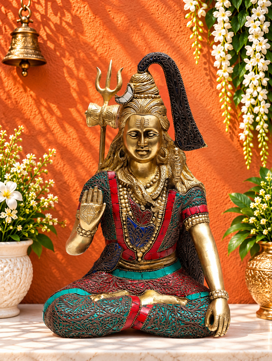 ब्रेसॉरा® पीतल शिव प्रतिमा | ऊंचाई 11 इंच और वज़न 5 किलो