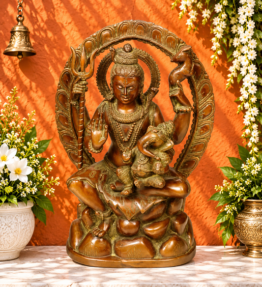 ब्रासैरा® पीतल शिव प्रतिमा | ऊँचाई 12 इंच और वज़न 6.60 किग्रा