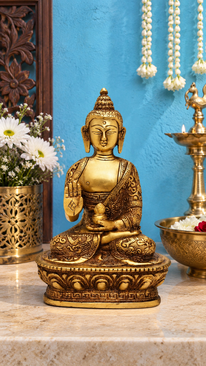 पीतल आशीर्वाद बुद्ध वज़न 1 किग्रा और ऊँचाई 7 इंच