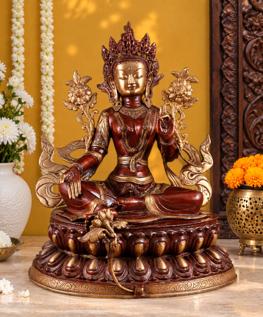 ब्रासॉरा™ उत्कृष्ट पीतल हरी तारा प्रतिमा - ऊंचाई 24.5 इंच, वजन 22 किलोग्राम