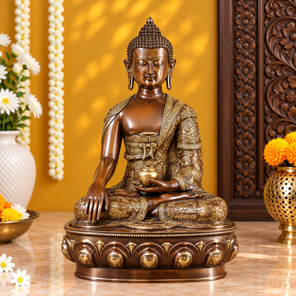 घर और सजावट के लिए पीतल का बुद्ध, वज़न 52 किलोग्राम, ऊँचाई 34 इंच