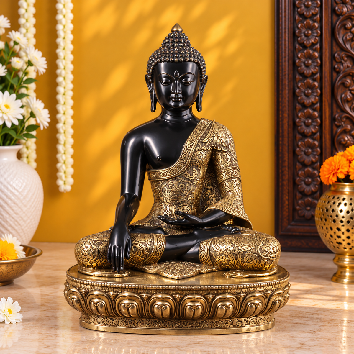 घर और सजावट के लिए पीतल का बुद्ध, वज़न 23.71 किग्रा, ऊँचाई 22 इंच