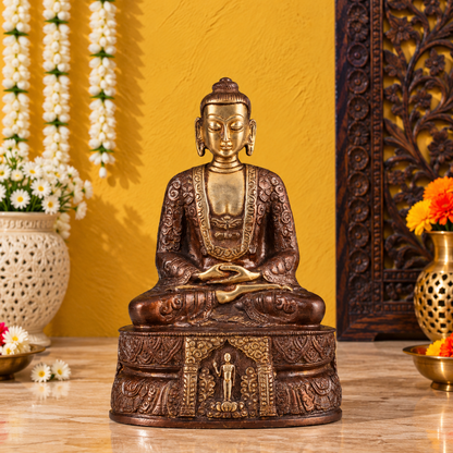 ब्रसैरा™ शुद्ध पीतल की बुद्ध प्रतिमा - ऊंचाई 7 इंच, वजन 1.4 किलोग्राम
