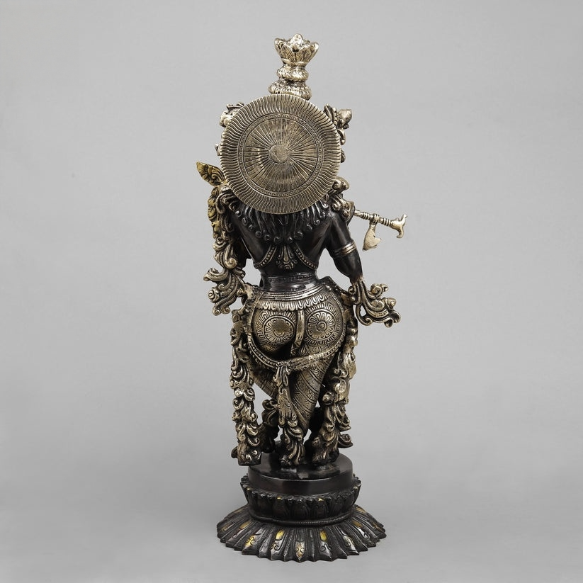Brass Krishna Statue Black finish 22.5” Inches