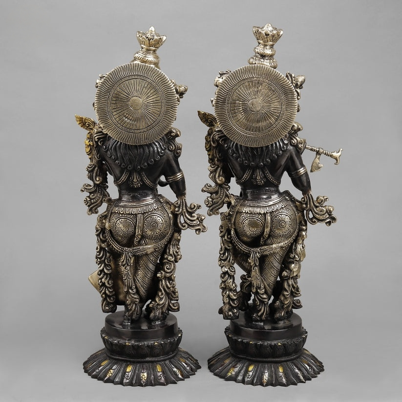 Brass Radha Krishna Statue Black finish 22.5” Inches