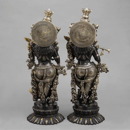 Brass Radha Krishna Statue Black finish 22.5” Inches