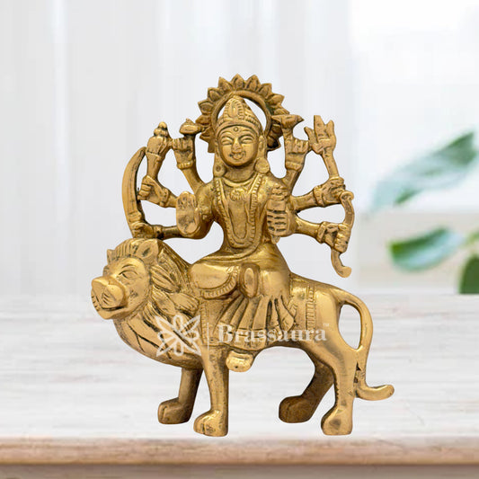 Handcrafted Brass Durga Murti – Perfect for Pooja Room & Gifting Height 5.2 inches & Weight 0.65 Kgs