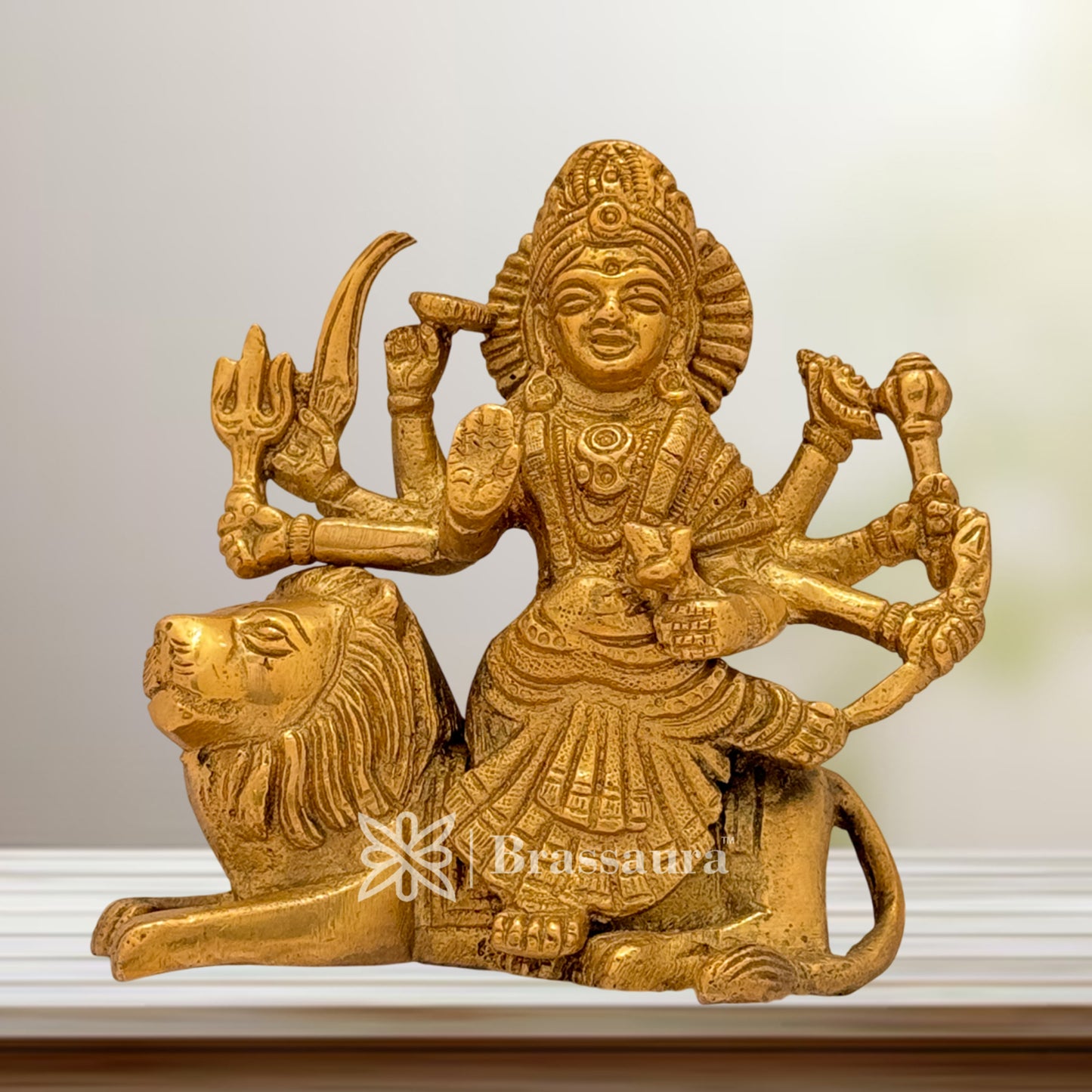 Brass Durga Idol for Home and Decor Weight .75 Kg Height 10 cm