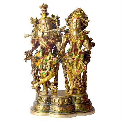 Brassaura® Brass Radha Krishna Statue | Height 16.54 Inches