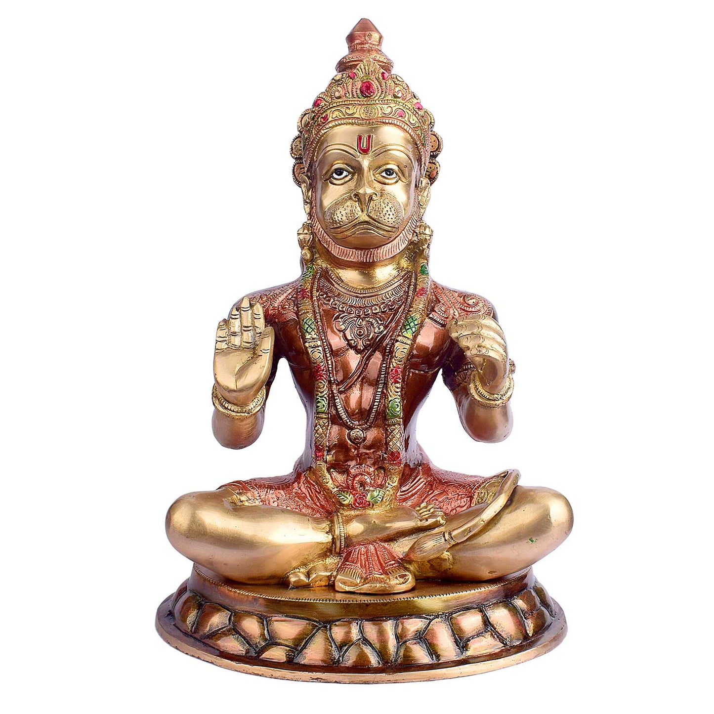 Brassaura® Brass Hanuman Statue | Height 15 Inches | Blessing Bajrangbali Idol for Home & Mandir