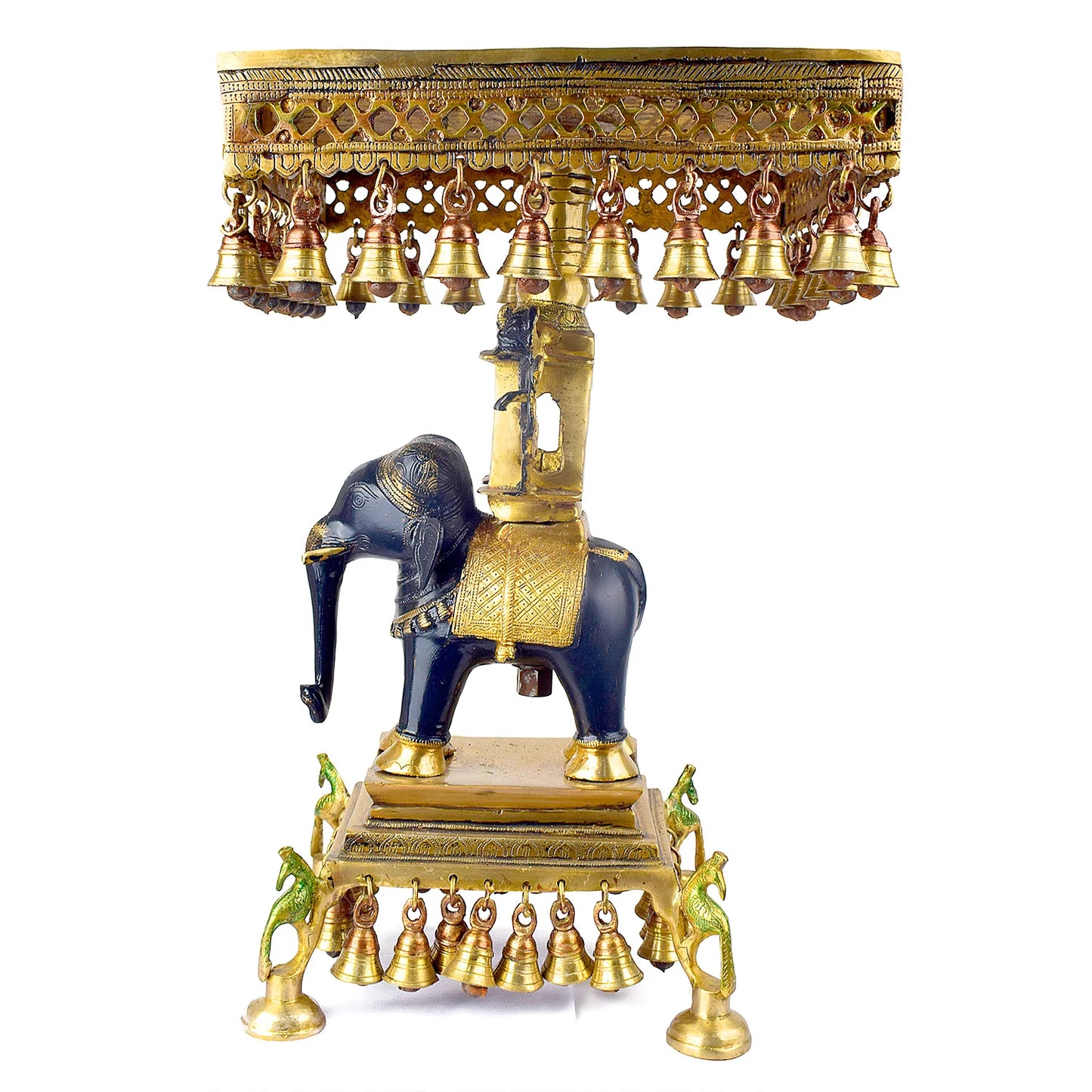 Brassaura® Brass Decorative Brass Chowki with Hanging Bells | Height 23 Inches