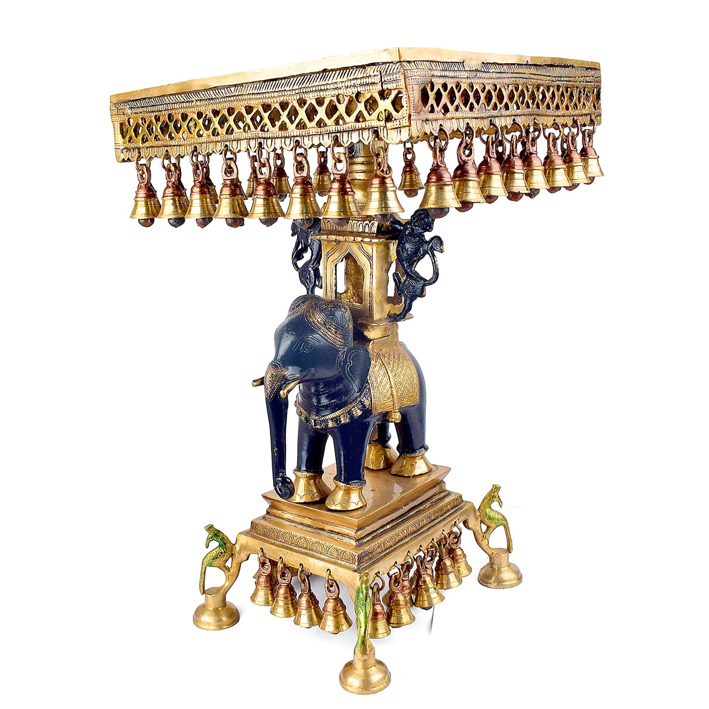 Brassaura® Brass Decorative Brass Chowki with Hanging Bells | Height 23 Inches