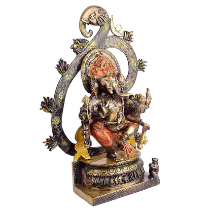 Brassaura® Dancing Lord Ganesha Brass Idol | Pure Brass | Height 16.5 Inches