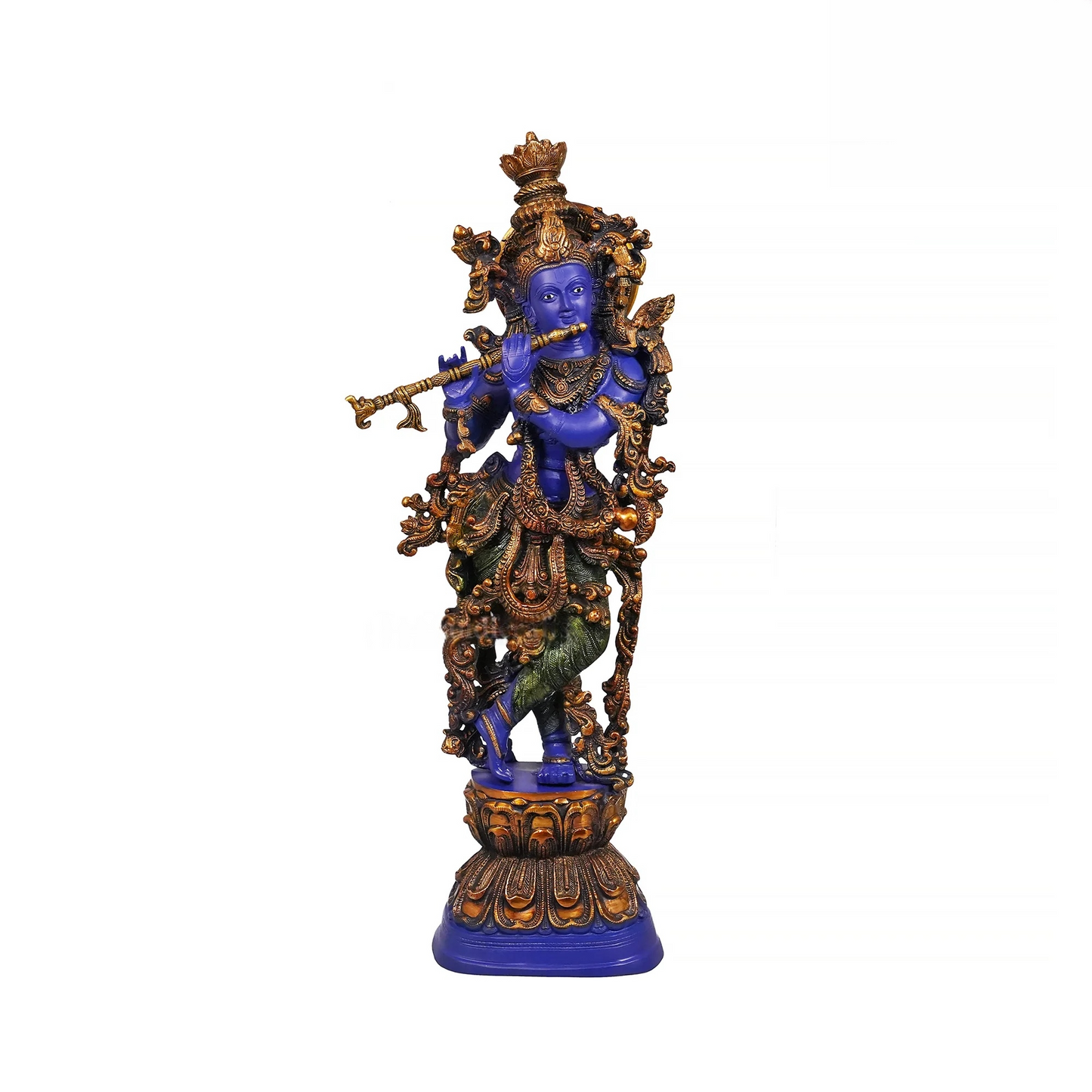 Brassaura® Brass Krishna Flute Playing Murti for Home Temple | Height 29 Inches