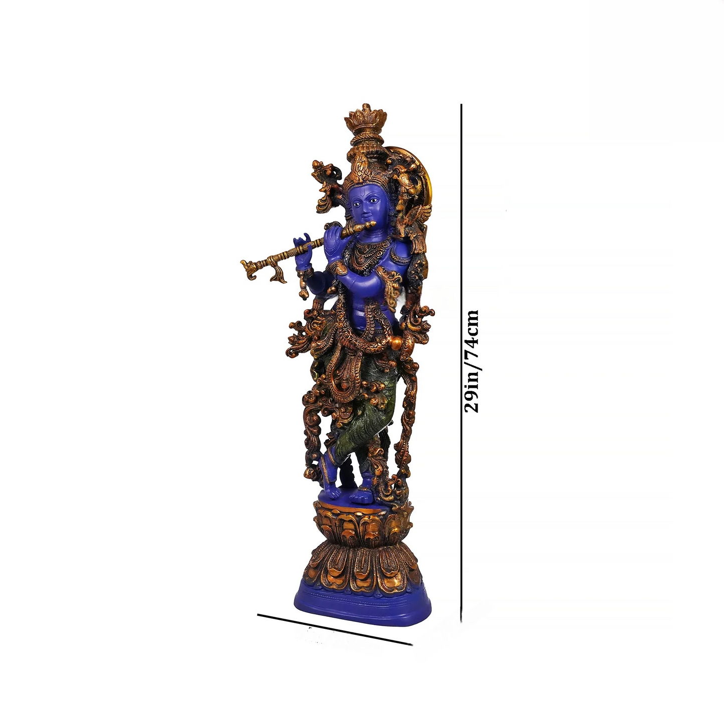 Brassaura® Brass Radha & Krishna Hand Painted Idol | Height 29 Inches