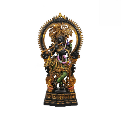 Brassaura® Brass Krishna Idol Hand Painted for Home Temple | Height 32 Inches
