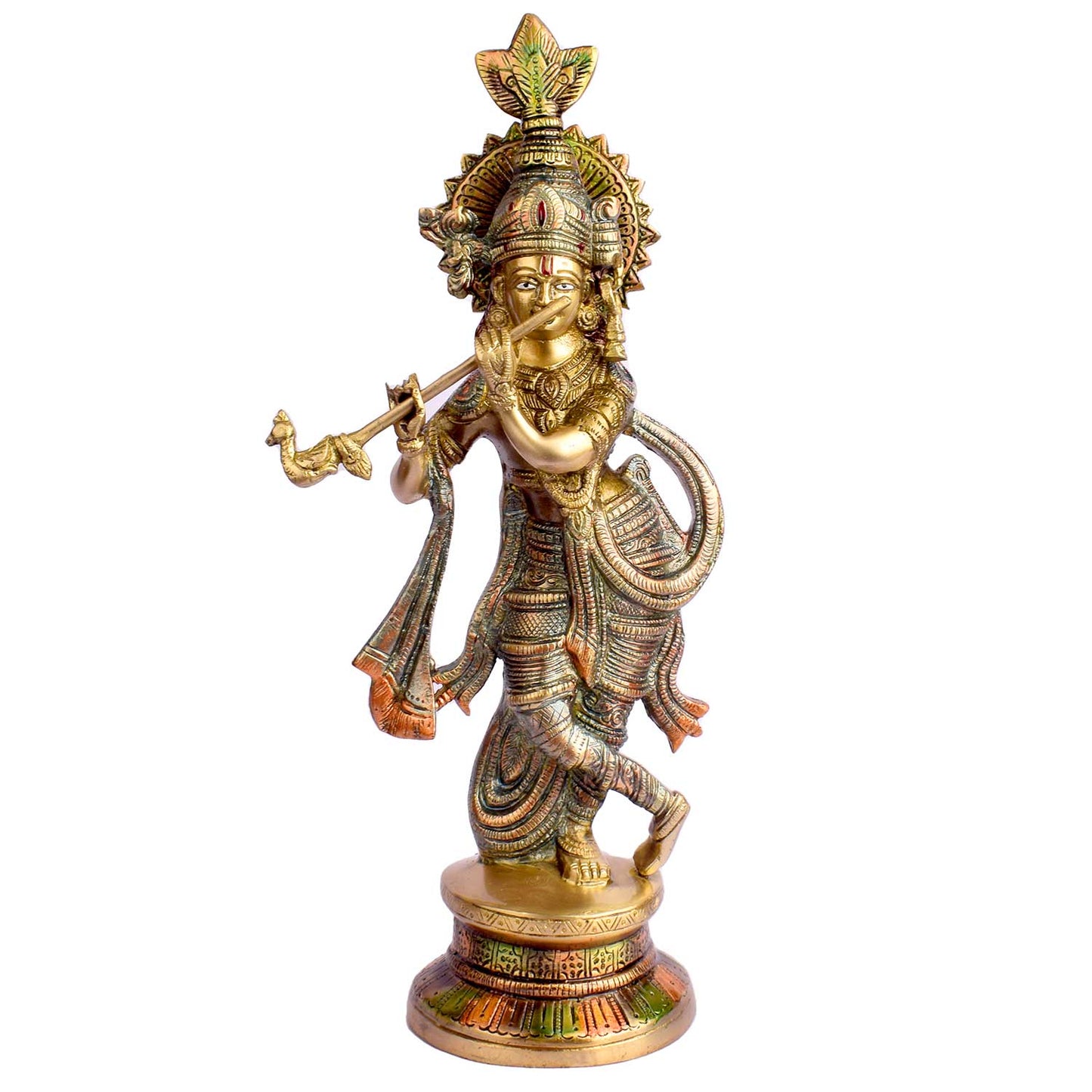 Brassaura® Brass Large Krishna God Statue | Height 15 Inches