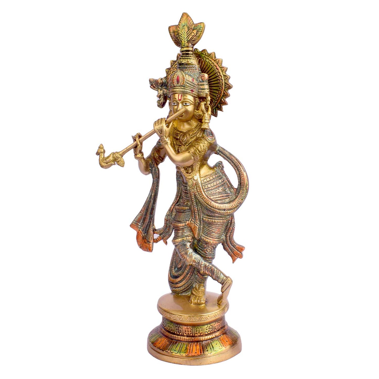Brassaura® Brass Large Krishna God Statue | Height 15 Inches