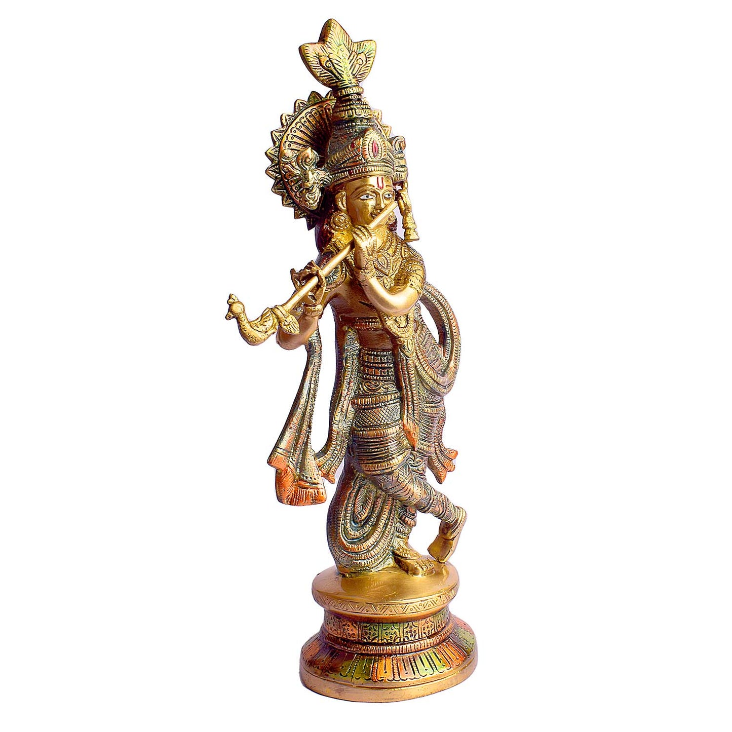 Brassaura® Brass Large Krishna God Statue | Height 15 Inches