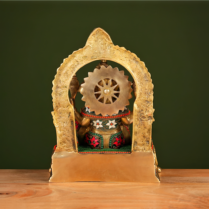 Brassaura® Brass Ganesha Idol with Stone Work | Height 17 Inches