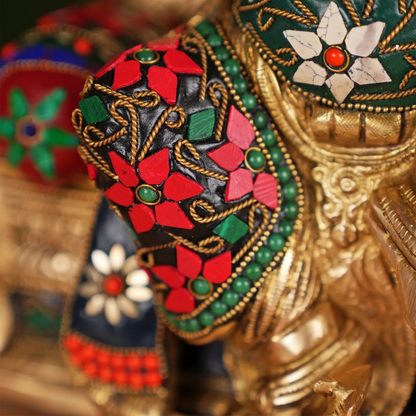 Brassaura® Brass Ganesha Idol with Stone Work | Height 17 Inches