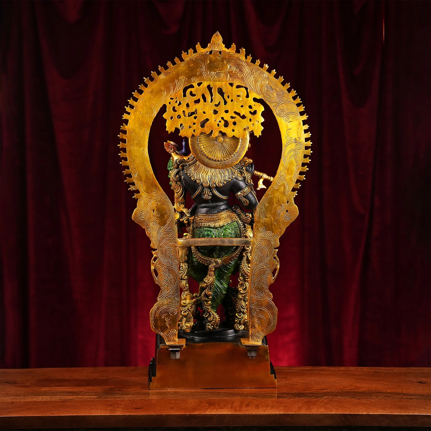 Brassaura® Brass Krishna Idol Hand Painted for Home Temple | Height 32 Inches