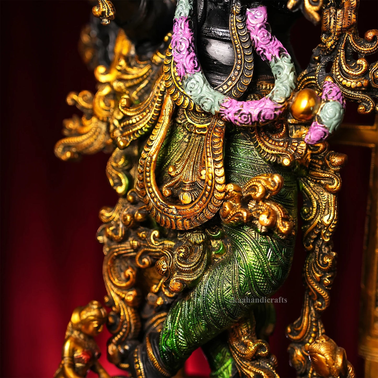 Brassaura® Brass Krishna Idol Hand Painted for Home Temple | Height 32 Inches