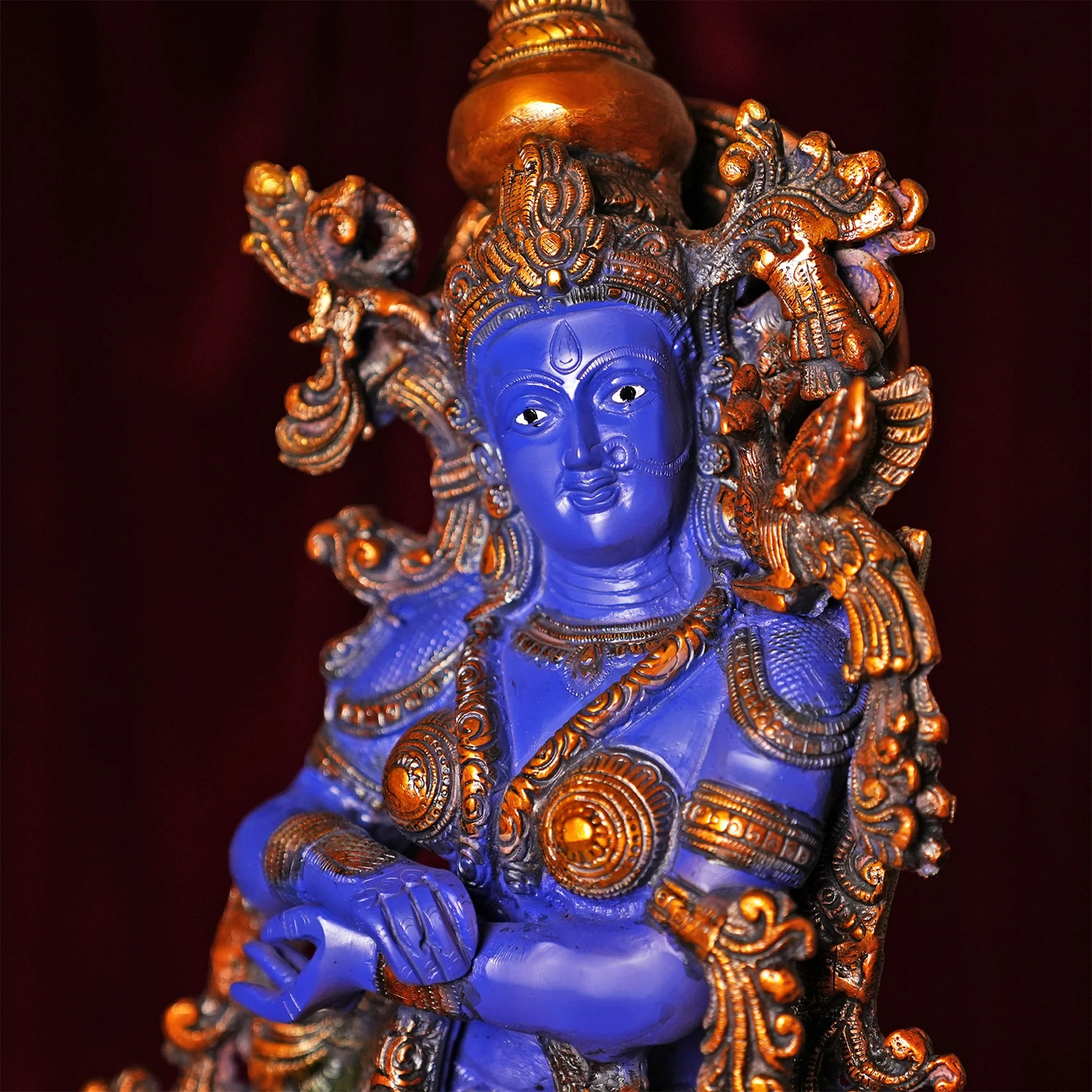 Brassaura® Brass Radha & Krishna Hand Painted Idol | Height 29 Inches