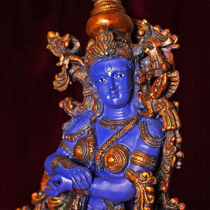 Brassaura® Brass Radha & Krishna Hand Painted Idol | Height 29 Inches